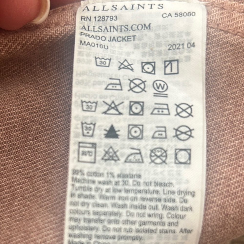 ALL SAINTS Prado Smokey Pink Denim JACKET Size XL - Picture 16 of 16